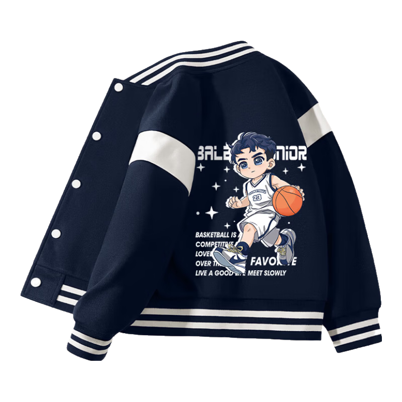 Baleno Boys' Jacket, Spring And Autumn Style, for Older Children, 2026 Trendy Cool Kids' Clothing, Color-Block Baseball Jacket, Children's Casual Outerwear