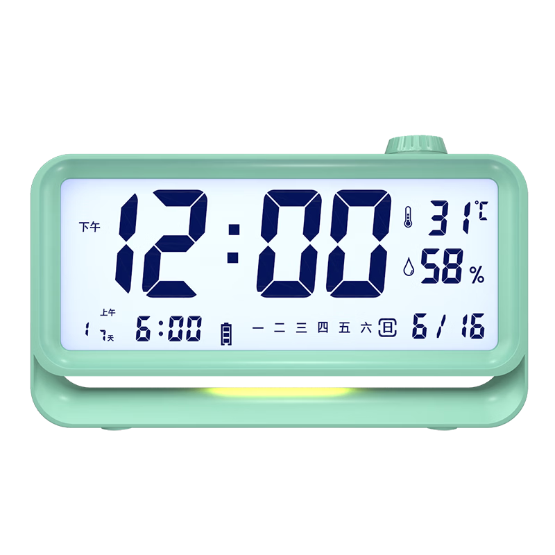 Compas Electronic Alarm Clock, New Student Model with Temperature And Humidity Display, Desktop Children's Wake-Up Device, Powerful Alarm Clock, Bedside Clock with Backlight Night Light, 2388A Green School Seaso