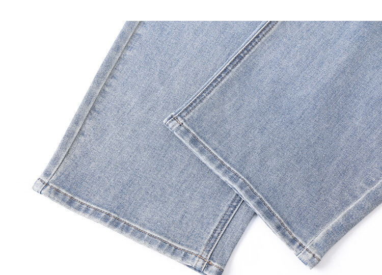 Demana Selected Cloud Cotton Spring Mid-High Waist Leg-Slimming Wide-Leg Curved Hem Petite Women's Jeans 13