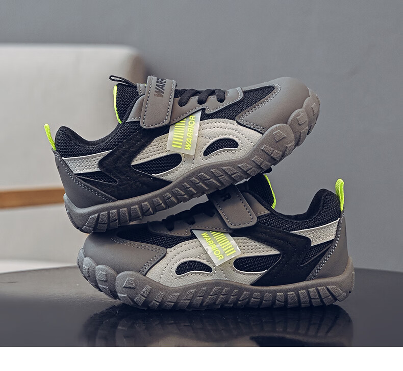 Warrior Kids Sports Shoes Boys Casual Training Shoes Girls Lightweight Running Shoes WZ-2106 Black Dark Gray Light Gray Size 32 11