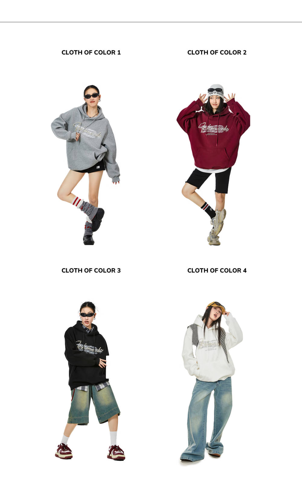 ICH MODE American Style Gray Hoodie Women 2026 Spring New Loose Casual Pullover Jacket White S 2