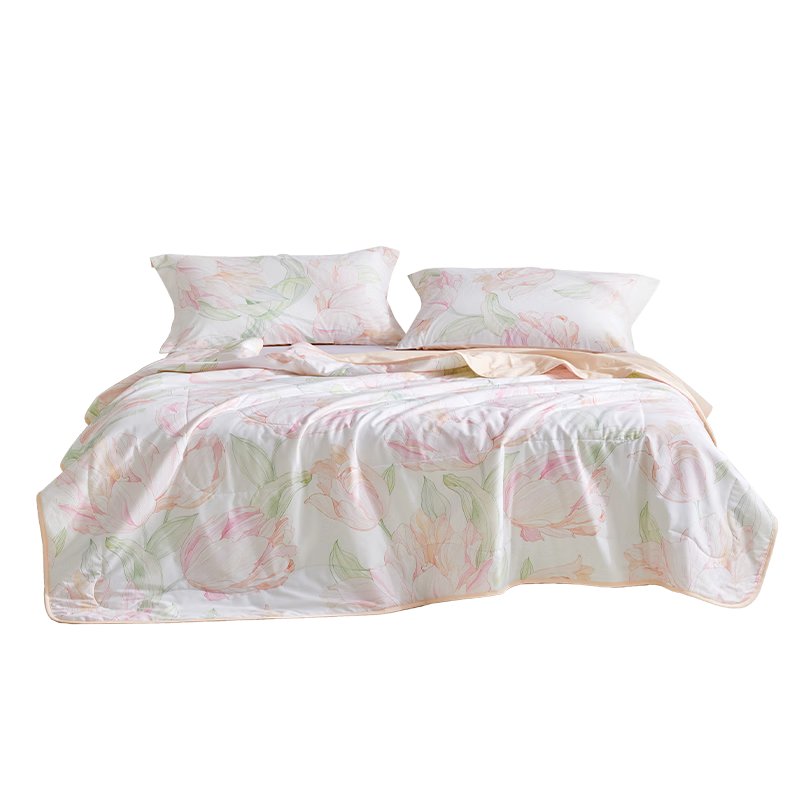 Luolai Home Textiles Machine Washable Summer Quilt 100% Cotton Antibacterial Mite-Resistant Air Conditioning Quilt Core 200*230cm Orange