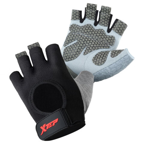 XTEP Fitness Gloves for Men, Cycling, Pull-Ups, Single Bar, Non-Slip, Mountain Climbing, Half-Finger, Dumbbell, Callus-Resistant, XL