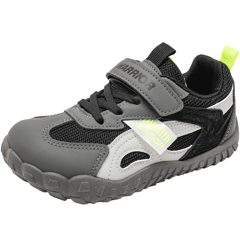 Warrior Kids Sports Shoes Boys Casual Training Shoes Girls Lightweight Running Shoes WZ-2106 Black Dark Gray Light Gray Size 32