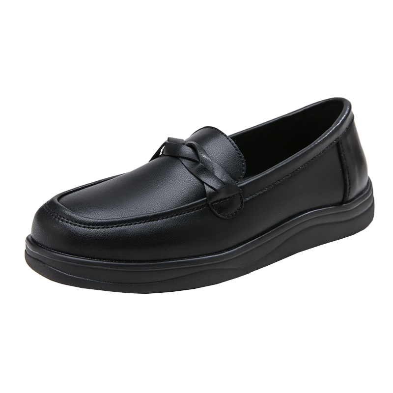 Zulijian Elderly Shoes Genuine Leather Soft Sole Non-Slip Comfortable Middle-Aged Women's Casual Shoes 9273 Black Size 40