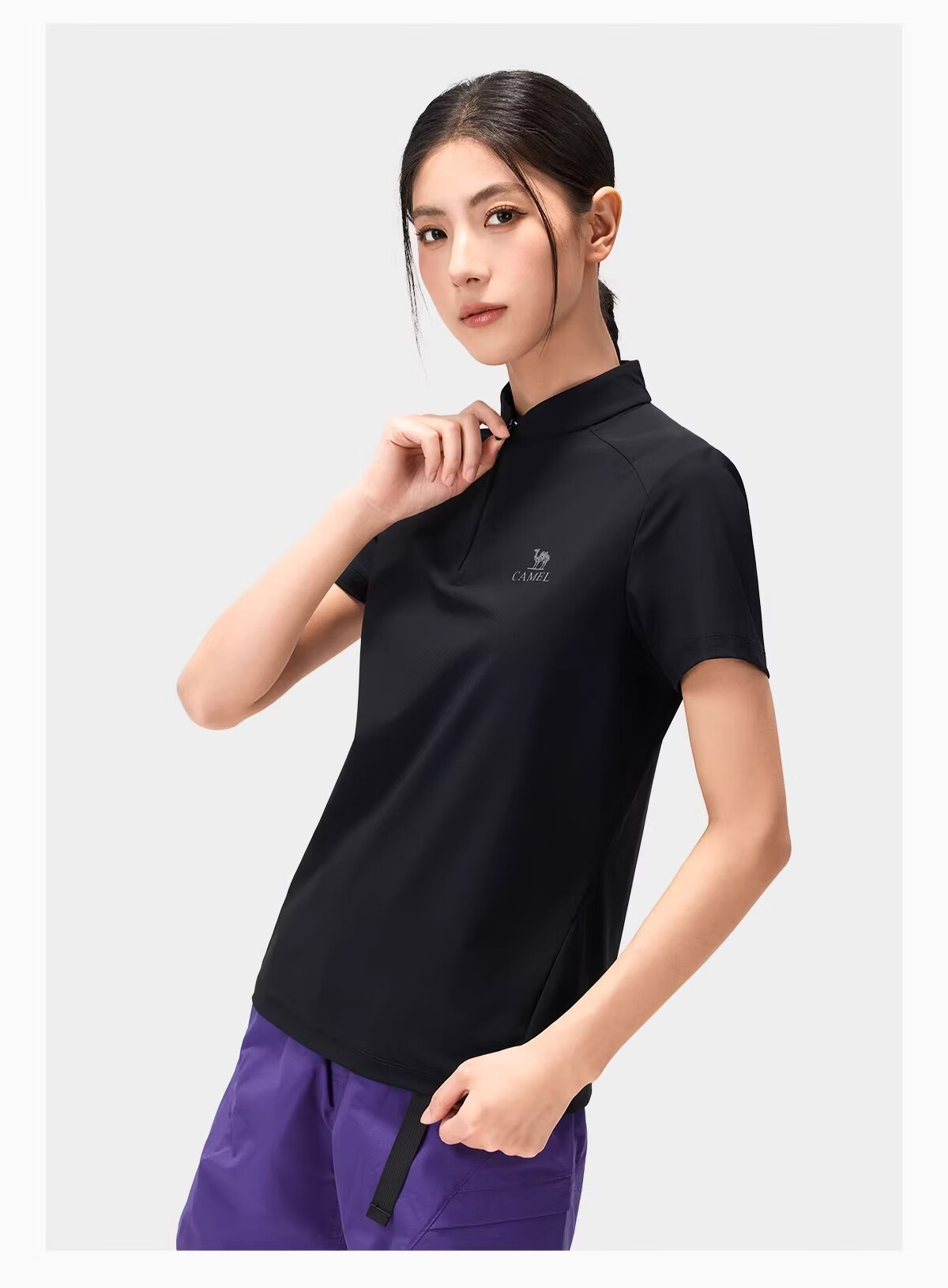 CAMEL Women's Outdoor Quick-Dry T-Shirt 26 Spring Summer Raglan Collar Breathable High Elastic Cooling Sun Protection Sports Top 1034 16