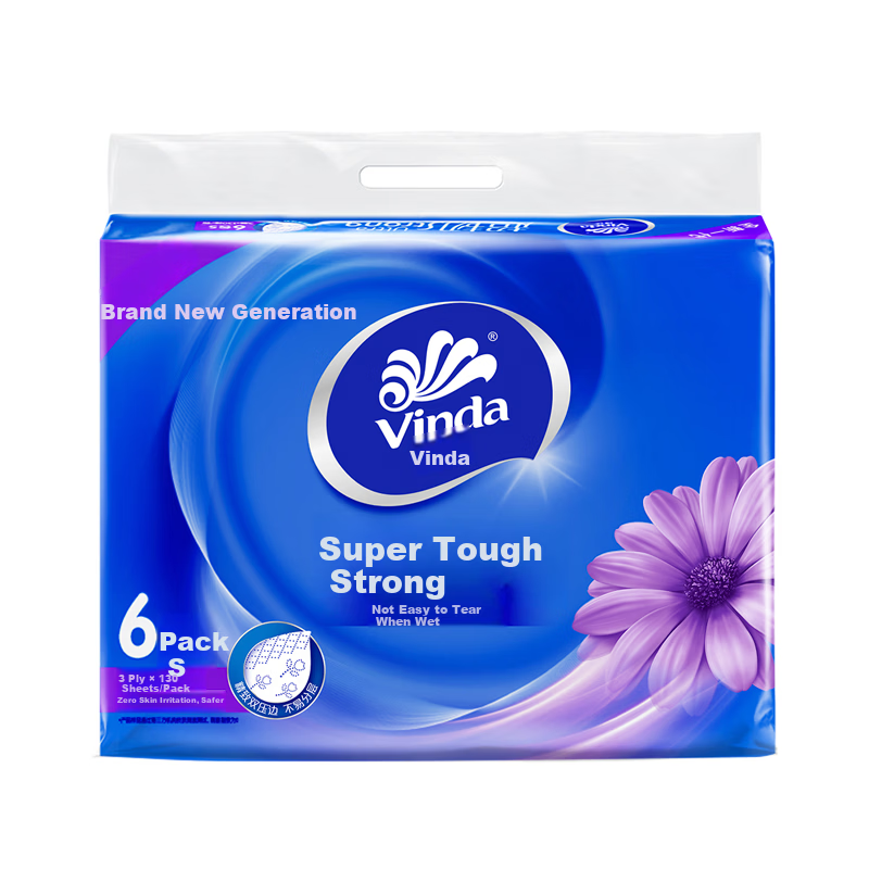 Vinda [Single Pack] Facial Tissues, Extra Strong Soft Pull S Size 3-Ply 130 Sheets * 6 Packs (Small Size) V2239