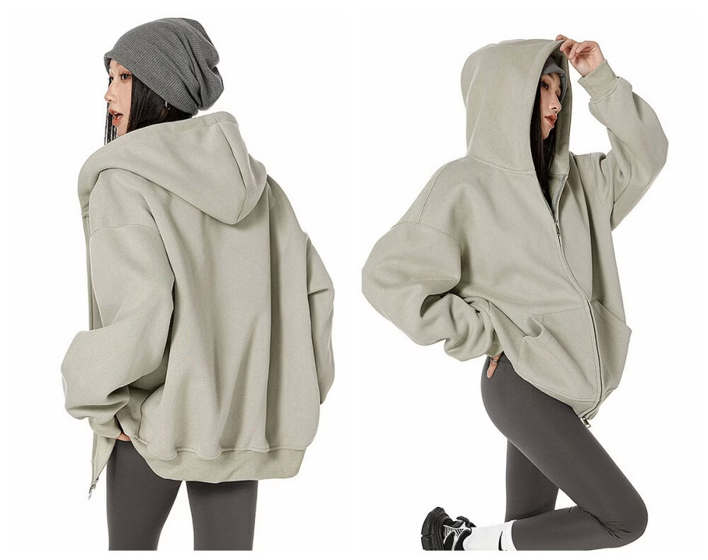 ICH MODE Women's American Style Hoodie Jacket 2026 Spring Autumn New Loose Fit Zip-up Lazy Long Sleeve Top Black S 23