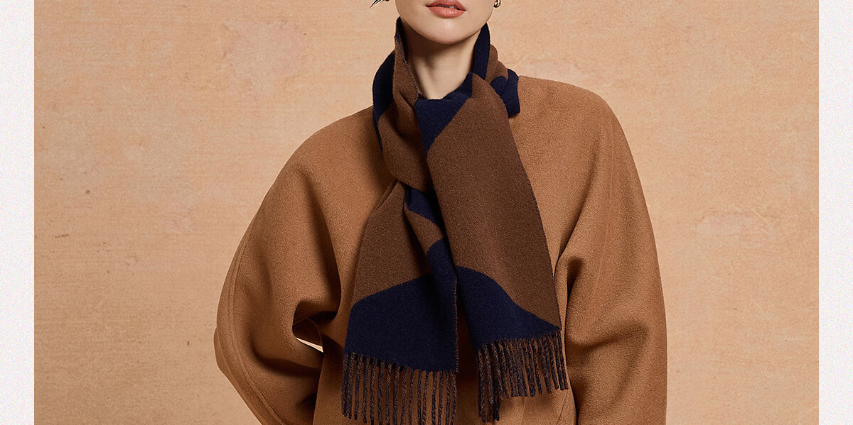 Wanshili Autumn Winter Warm Wool Scarf Unisex Neck Warmer Gift Box Geometric Pattern Brown 38