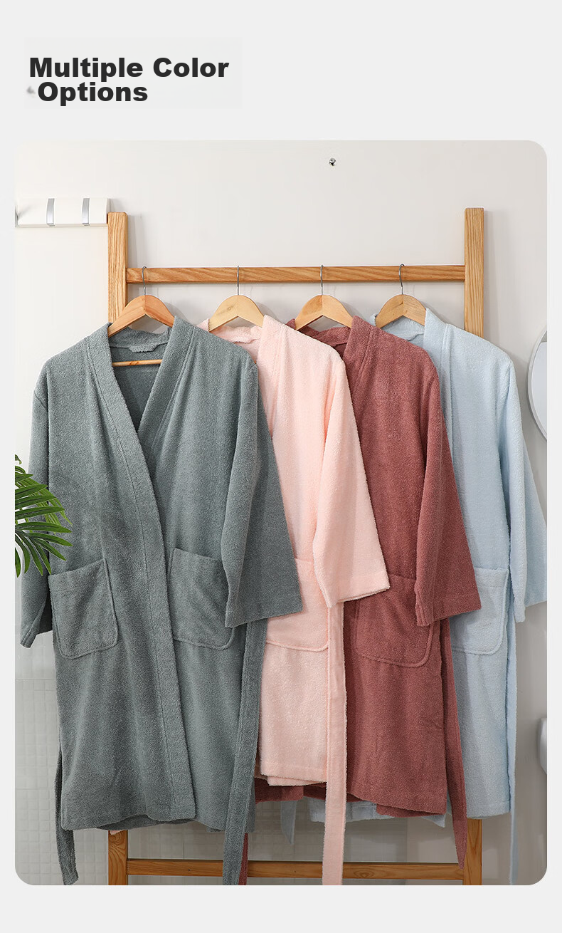 KING SHORE Bathrobe, Pure Cotton Sleepwear, Five-Star Hotel All-Season Style, Couple's Bathrobe, Unisex Bathrobe, Elegant Gray, XL 10