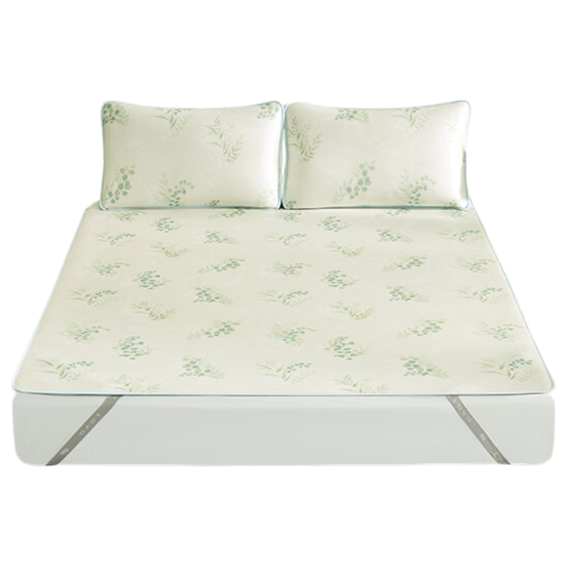 LOVO Luolai Class A Ice Silk Mat Cooling Mat Single Two-Piece Set Green 195cm [Machine Washable]