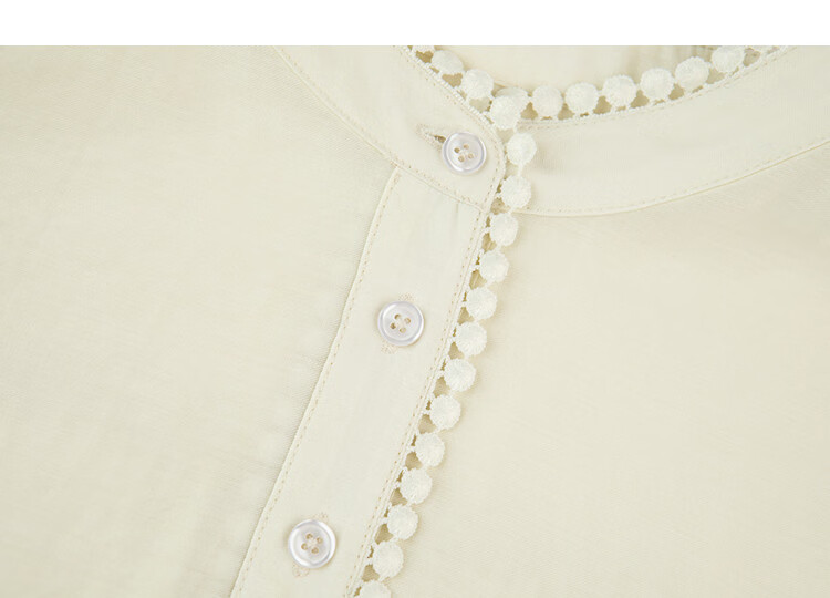 Demana [French Sister] Spring Elegant Stand Collar Half Placket Lace Ribbon Loose Slimming Shirt for Women High-End Feel 3