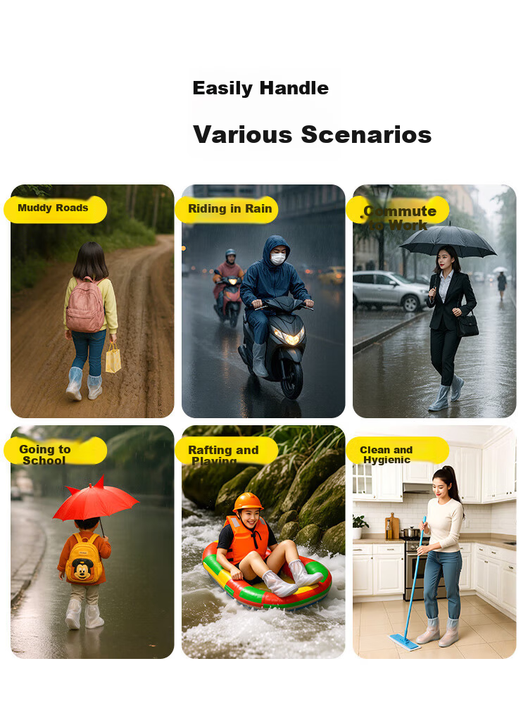 BWNK Waterproof Disposable Rain Shoe Covers Non-Slip Durable Plastic Foot Covers for Rainy Days Cycling Waterproof Gray Shoe Covers [10 Pieces] 5