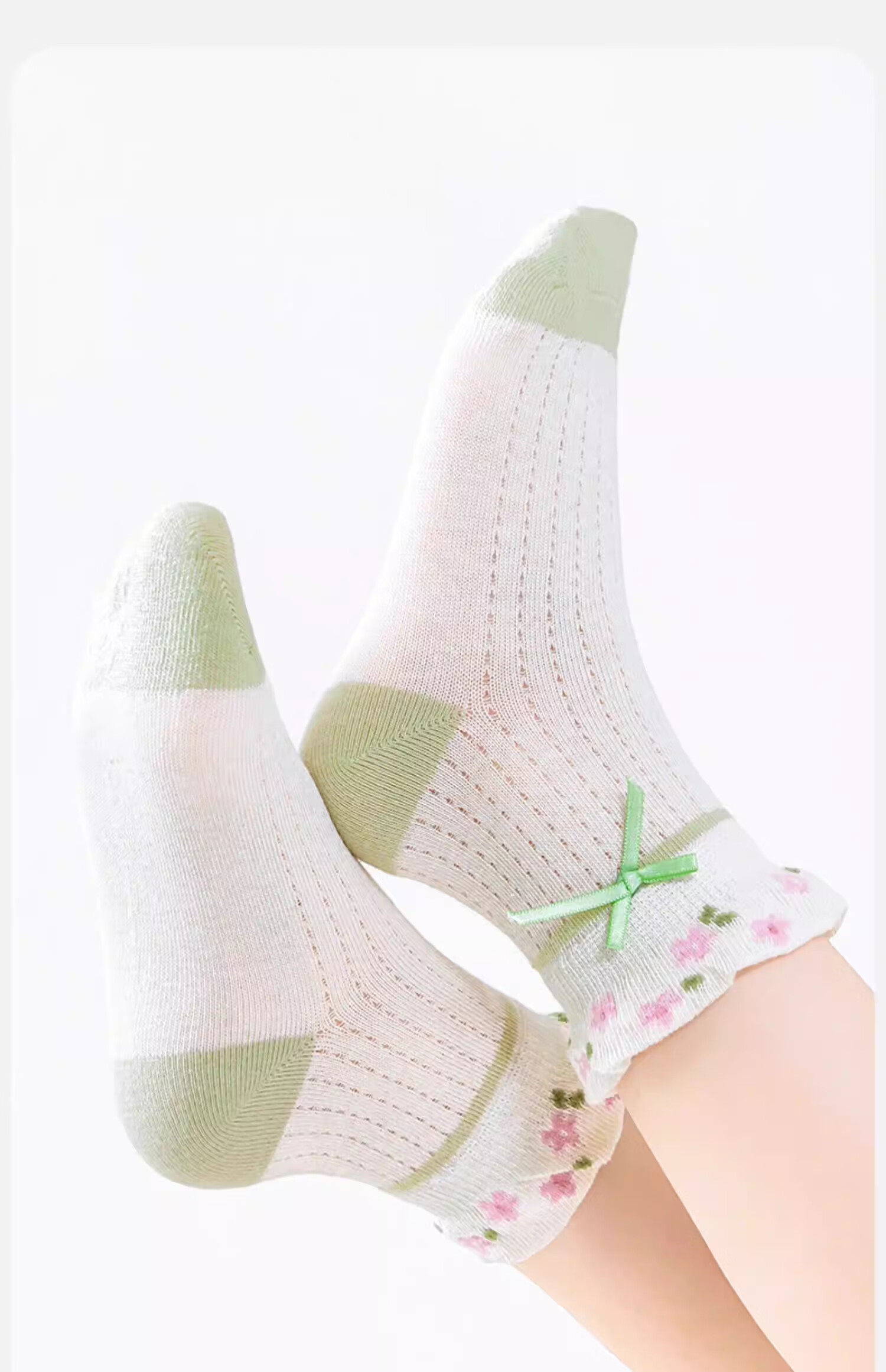 Mianqixiong Children's Socks, Summer Thin Style, Girls' Pure Cotton Socks, Baby Mesh Cotton Socks, Girls' Spring And Autumn White Short Socks 10