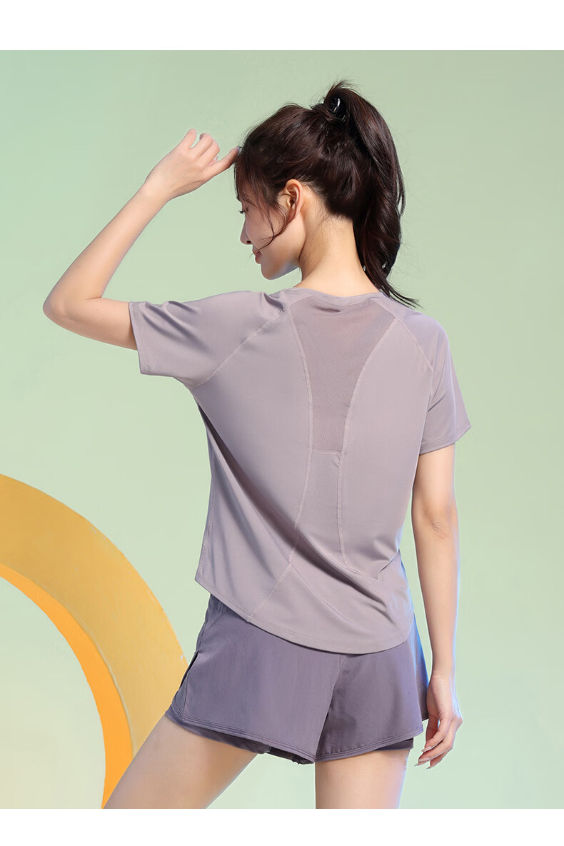 Baisirong Premium Summer Morning Running Sports Set for Women Short Sleeve Breathable Quick-Dry Badminton Slim Fitness Yoga Wear 7