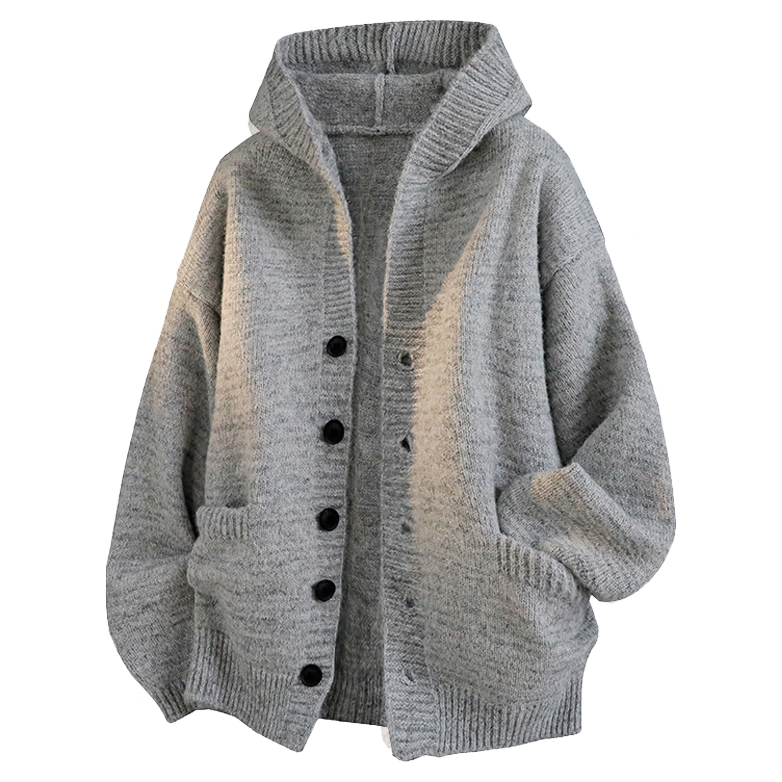 IZEXX Premium Casual Cardigan Jacket Men Autumn Lazy Style Loose Fit Versatile Hooded Knit Sweater ZN97 Navy Blue 3XL