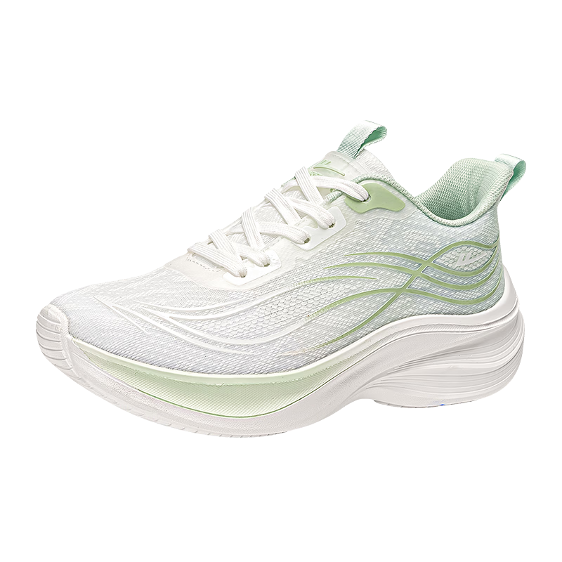 Warrior Women's Sports Shoes New Spring Summer Ultra-Light Soft Sole Shock Absorption Running Shoes Breathable Mesh Casual Shoes White Green Size 40