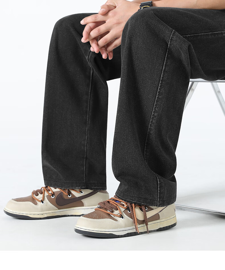 JEEP SPIRIT Men's Straight Loose Fit Jeans 2026 Spring Autumn New Casual Blue Trousers for Men 27