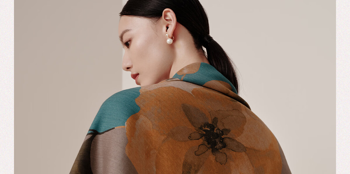Wanshili Double-Sided Printed Silk Wool Scarf 2025 New Style Birthday New Year Gift for Mom Shawl Outerwear - Suo Qingqiu 43