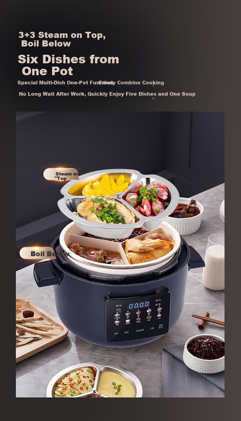 HAP Electric Pressure Cooker 4L Triple Inner Pot Multi-Functional High-Pressure Rice Cooker with Timer for 4-6 People 3