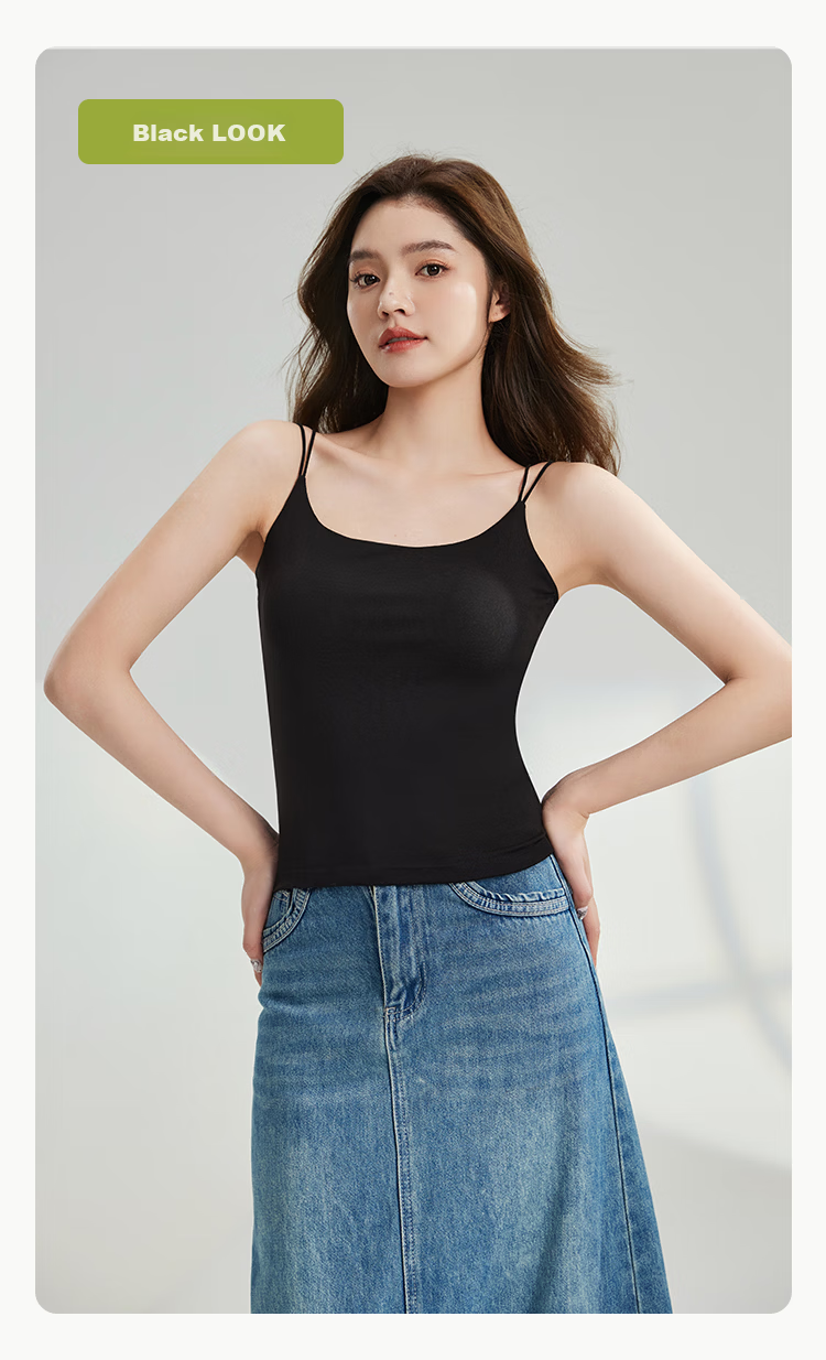 MiiOW Cool Ice Silk Women's Spring Summer Modal Camisole Vest Bra-Free Back Beauty Innerwear White M 12