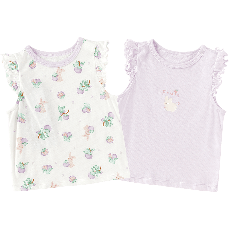 BALABALA Baby Vest, Infant Top, 2026 New Summer Two-Piece Set, Breathable Comfortable Sweat-Absorbing T-Shirt, Pure Cotton Cute Desig