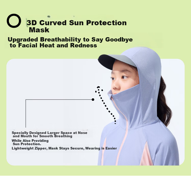 Beneunder Kids UV Protection Jacket Unisex Breathable Sunproof Coat AS983 Frosty White Size 110 10