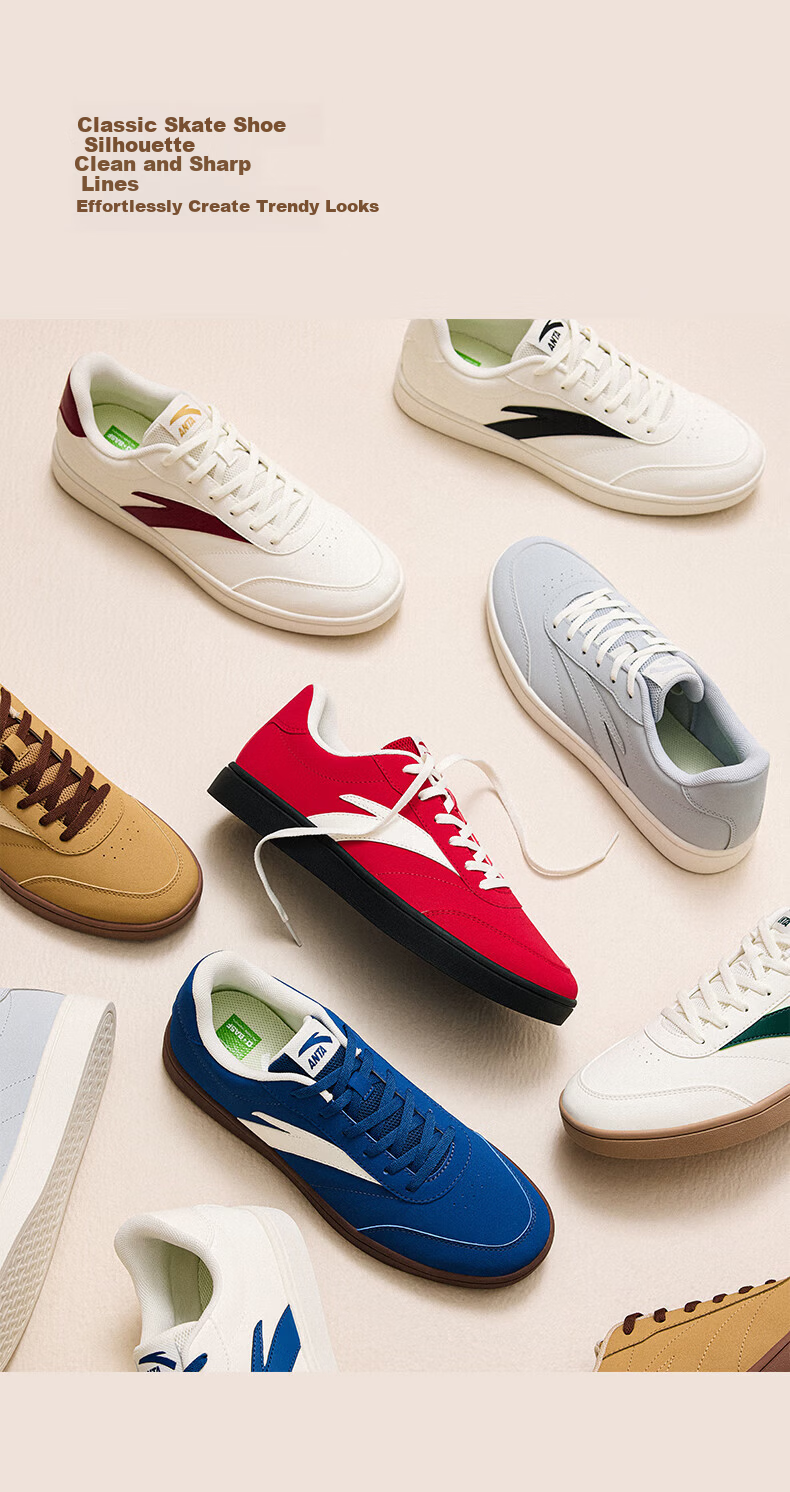 ANTA Vitality | Men's Skateboard Shoes, Classic Thin-Soled Low-Top Simple Commuter Skateboard Sneakers, Father's Day Gift 2