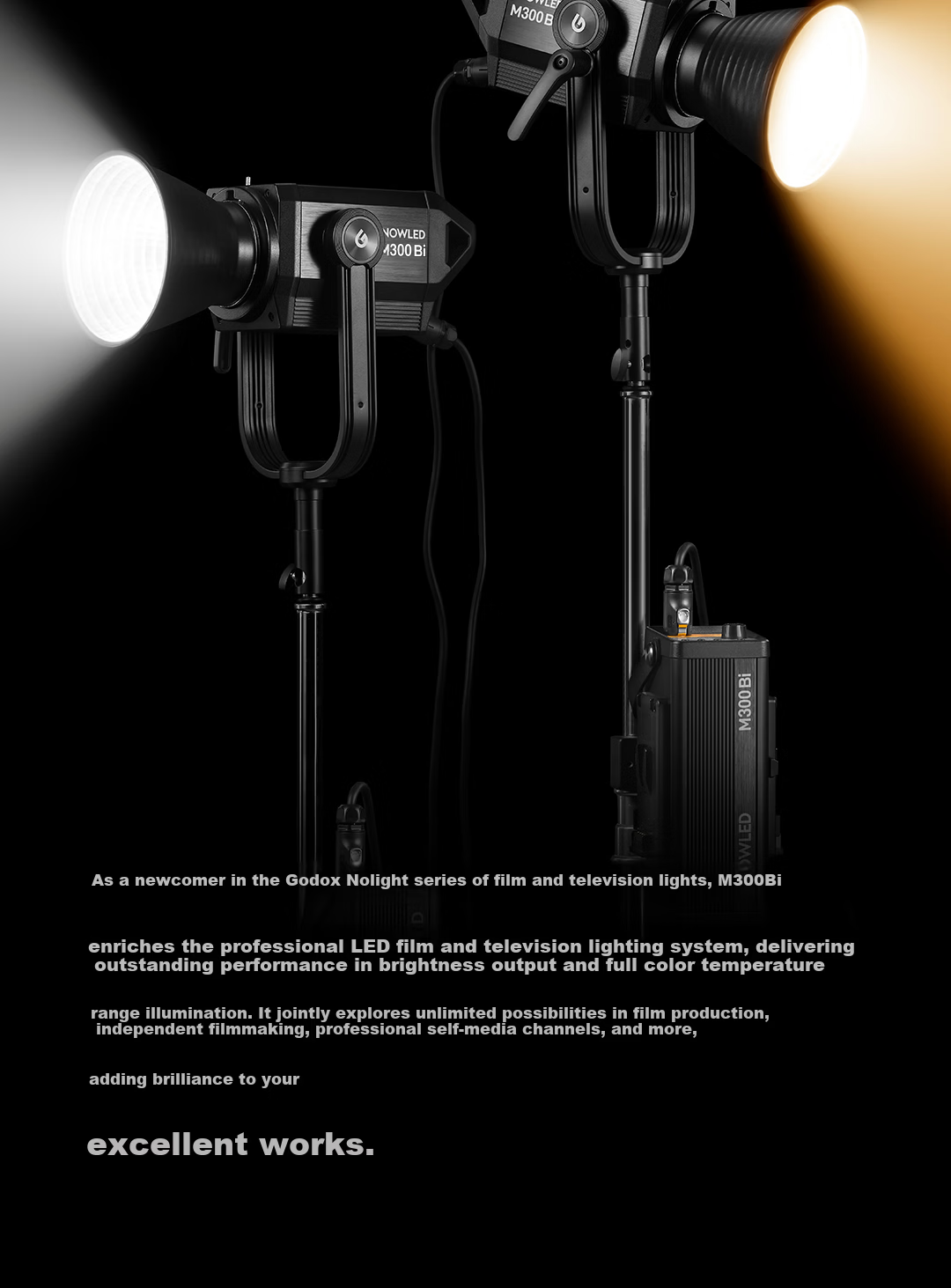 Godox M300Bi Professional High-Power Studio Video Light LED Fill Light for Photography Live Streaming Portable Spotlight【Official Standard Edition】 2