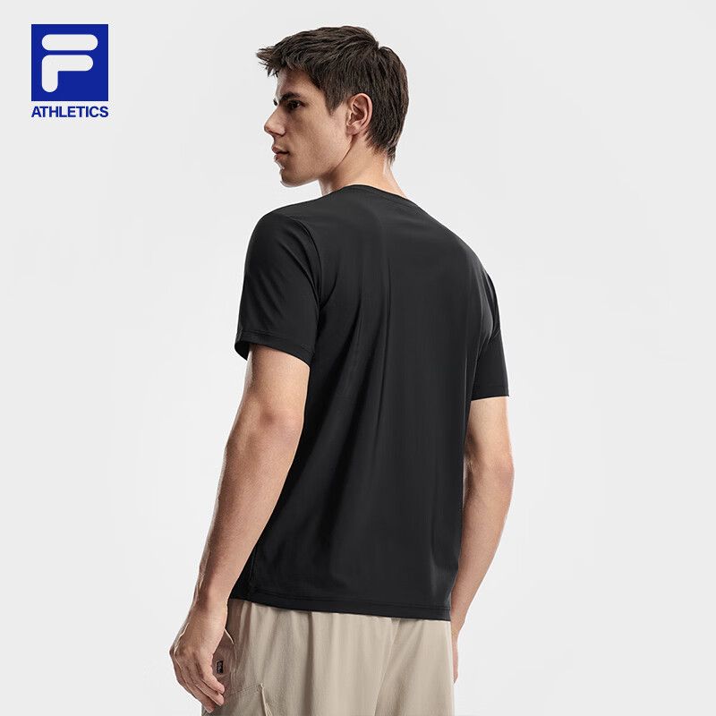 FILA Official Men's Short Sleeve T-Shirt 2026 Summer Cooling Breathable Round Neck Sun Protection Sports Top