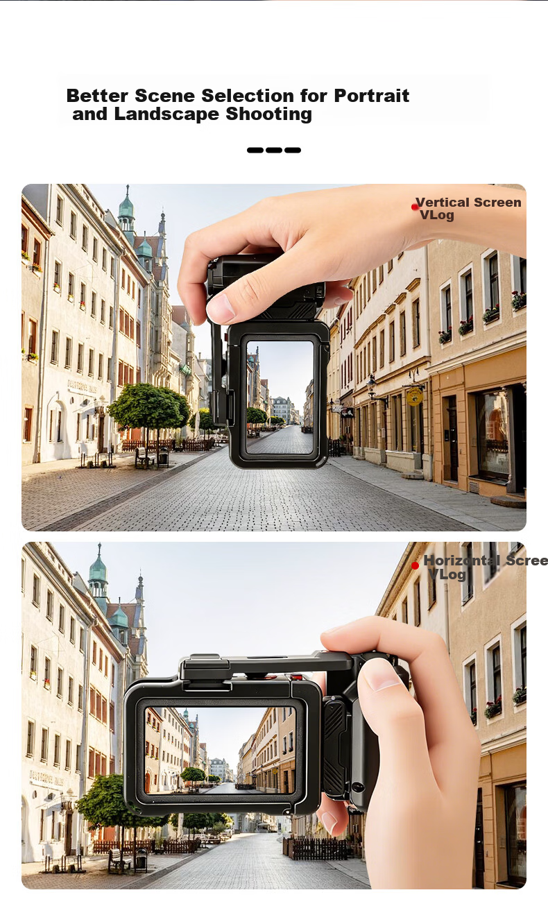 JJC DJI Action 6 Street Shooting Cage Handle Sports Camera Kit Osmo A6 Protective Case Expansion Accessories Ultra-Light Metal Aluminum Alloy 3