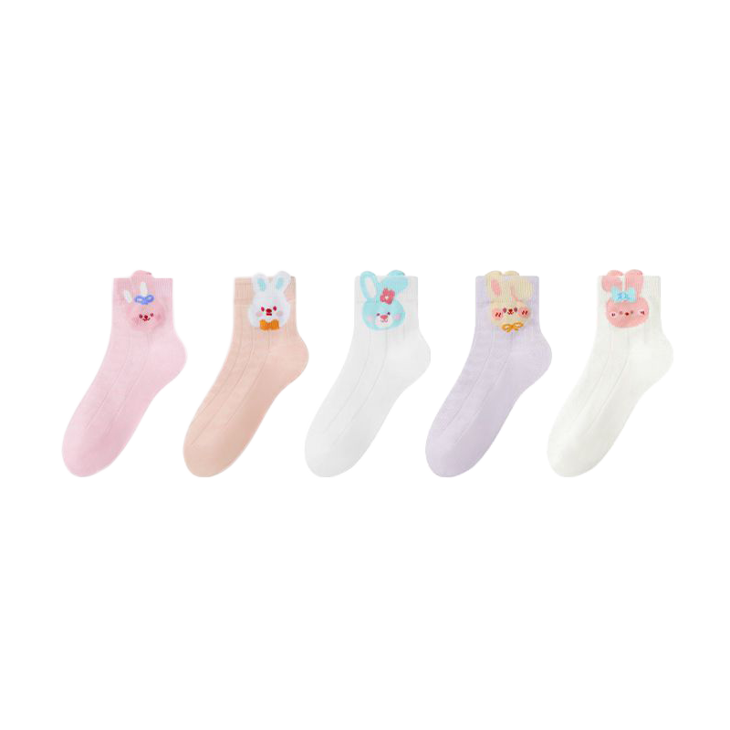 Hodo Girls' Socks Spring Summer Thin Breathable Mesh Mid-Calf Cotton Socks for Children Toddler Big Kids A-Class Cotton Socks
