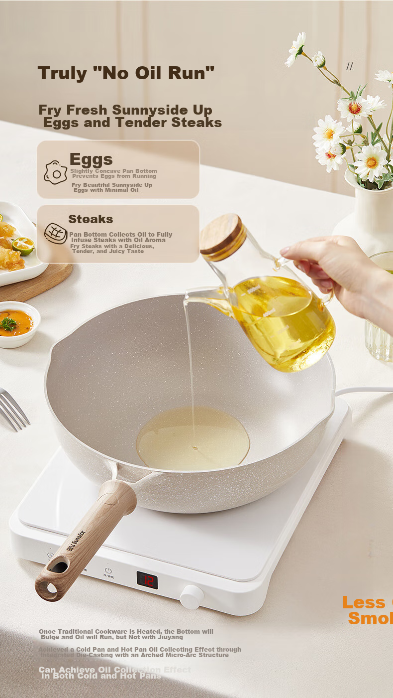 Joyoung Wok with Titanium Non-Stick Coating, Maifanshi Color, Household Stir-Fry Pan, Compatible with Stove, 30cm C530 4