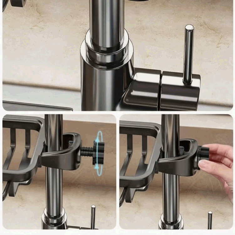Jiabangshu Kitchen Faucet Storage Rack Sink Dishwashing Vegetable Washing Sponge Steel Wire Ball Organizer Draining Basket 10