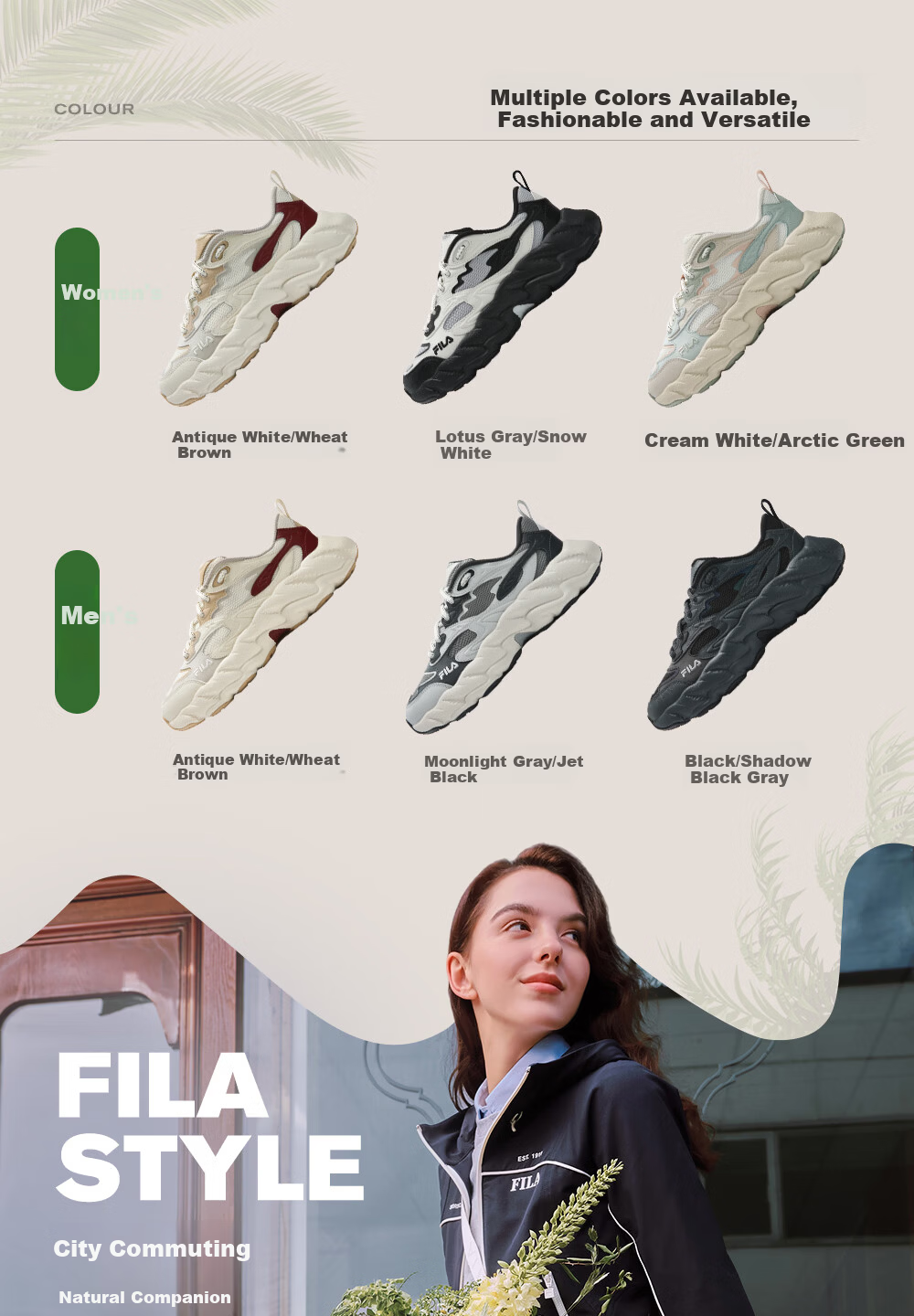 FILA Official Yang Mi Same Style Fern 2S Women's Dad Sneakers 2026 Spring Casual Platform Sports Shoes 11