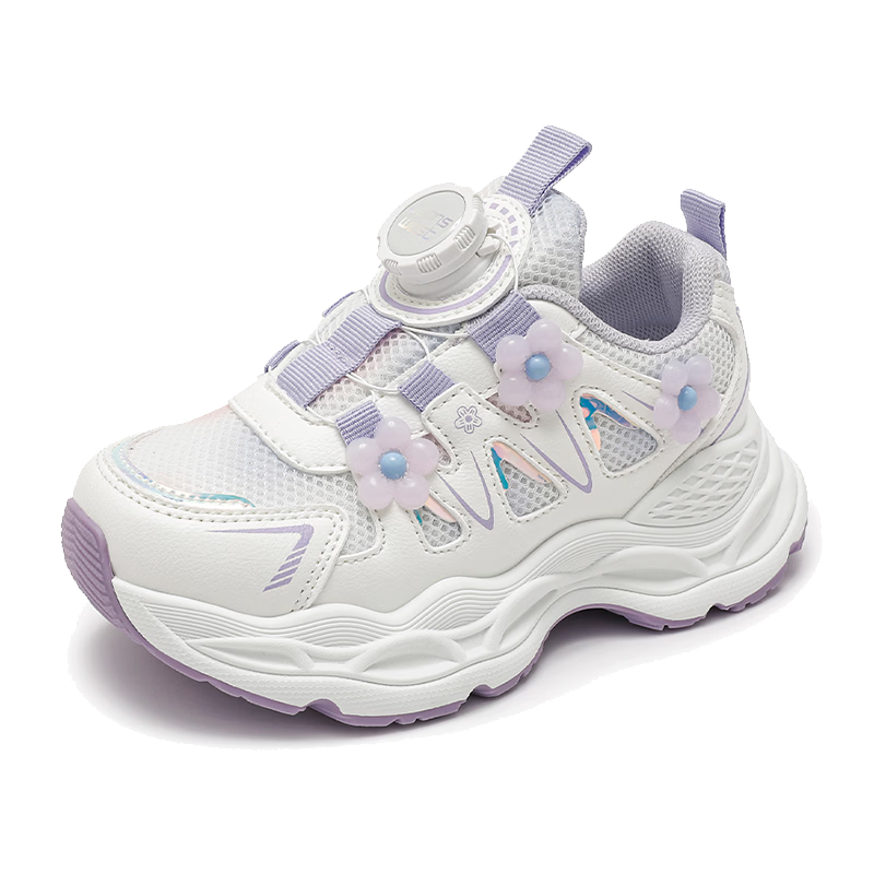 Jeanswest Kids Girls Lightweight Sports Shoes Casual Dad Sneakers Children's Running Shoes D1A086 White/Purple Size 27