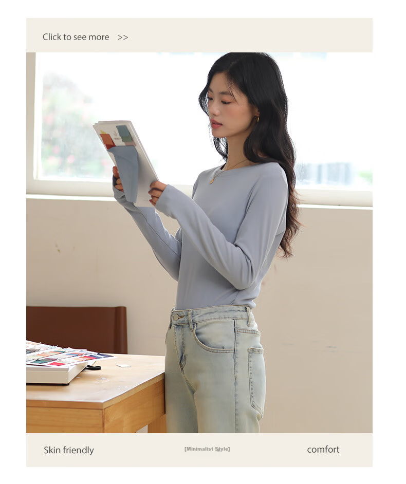 LangSha Women's Autumn Slim Fit Base Layer Long Sleeve T-Shirt 2025 New Round Neck Casual Top 15