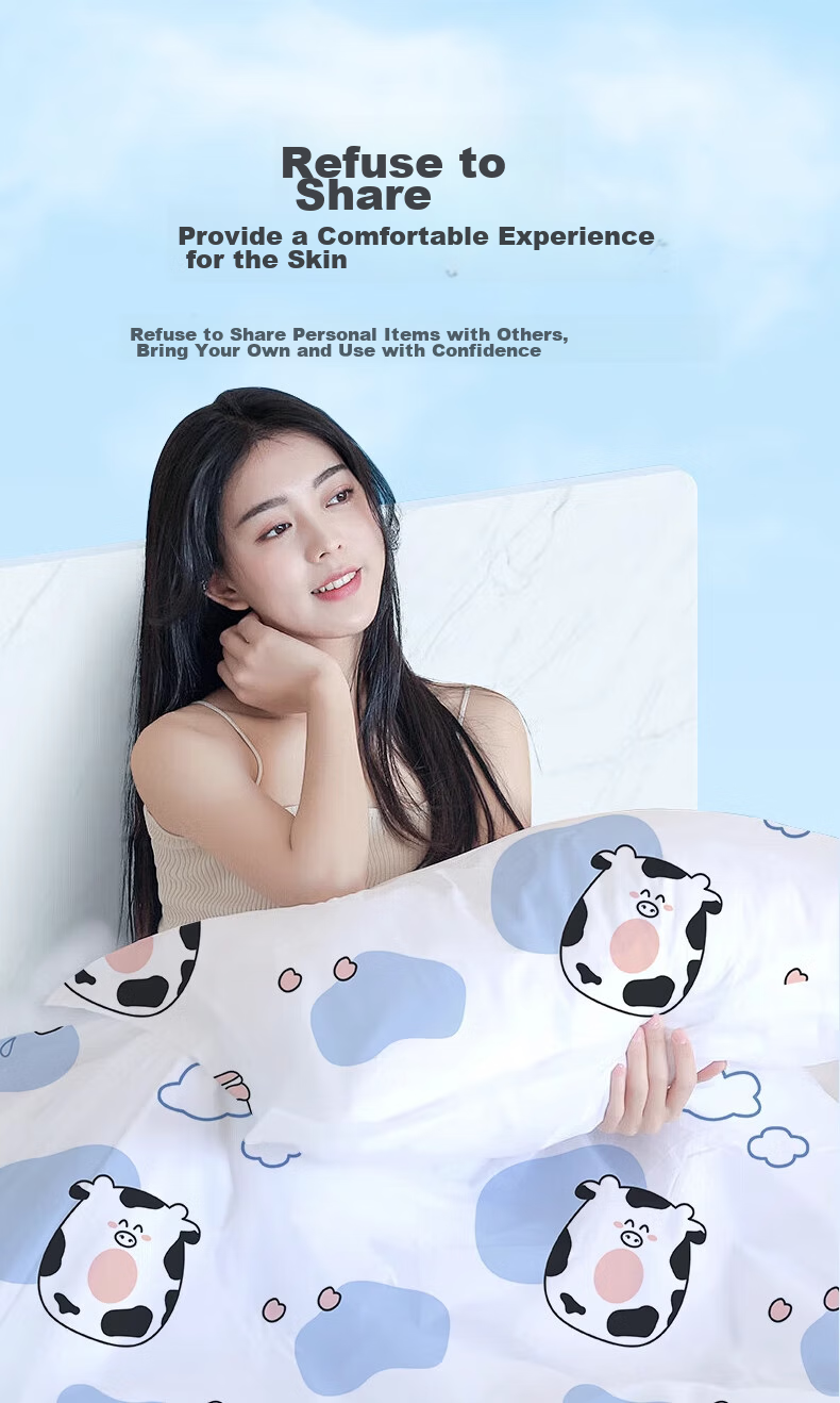CHUYISHENG Disposable Bedding Set with Cotton Feel Bedsheet, Duvet Cover, And Four Pieces Thickened Hygienic Hotel Bedding Set for Travel 5