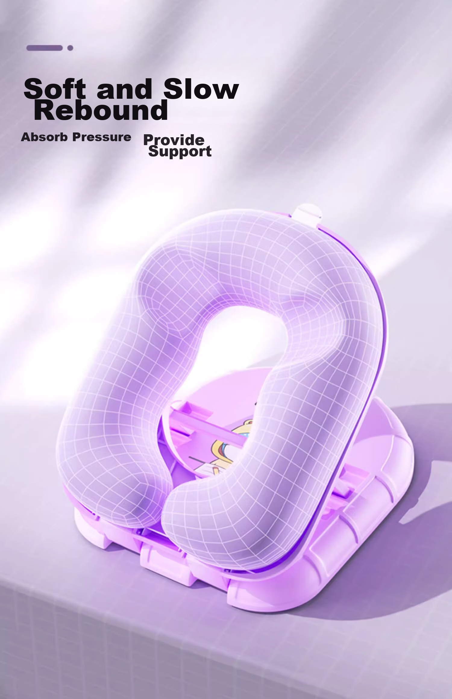 Mixiaoshu Nap Pillow for Primary And Secondary School Students, Classroom Nap Aid, Foldable Ice Silk Pillow for Children in Summer, Purple 5