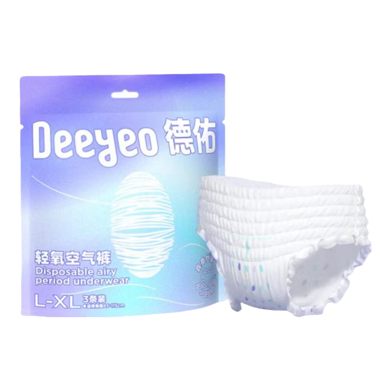 Deyou Women's Overnight Leak-Proof Period Pants Ultra-Thin Girls Menstrual Night Sanitary Napkin Pants L-XL Size 15 Pieces