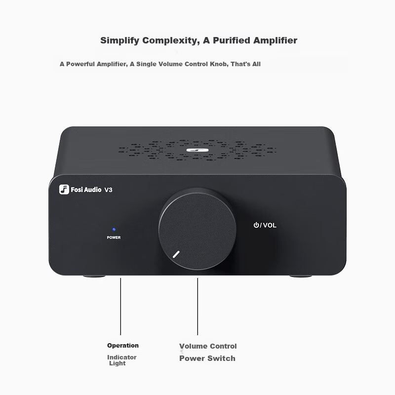 FOSI AUDIO V3 Home Mini Digital Amplifier Hi-Fi High Power High Fidelity Audiophile Black [No Power Adapter]