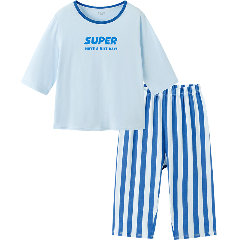 BALABALA Children's Pajama Set, Summer Thin Air Conditioning Wear, Boys And Girls Loungewear, Toddler to Big Kids Pure Cotton Xinjiang