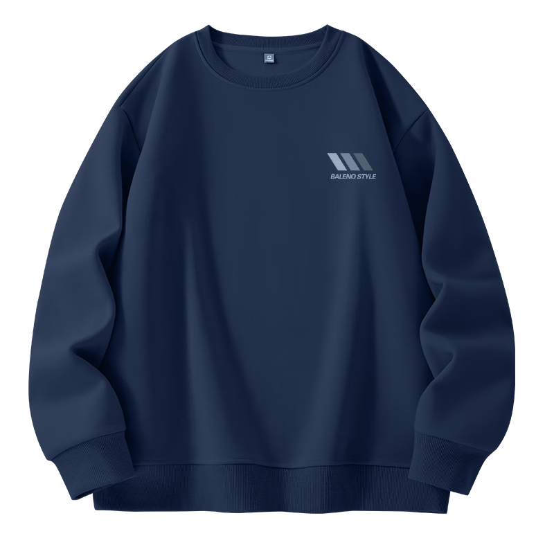 Baleno Men's Navy Blue Sweatshirt 2026 Spring Autumn New Crew Neck Pullover Loose Casual Jacket