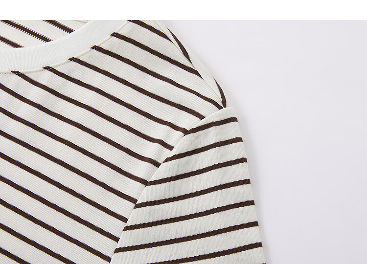 Demana [Cloud Soft Cotton Blend] Spring Retro Commuter Colorblock Crew Neck Striped Embroidered Short Sleeve Petite Women's T-Shirt 6