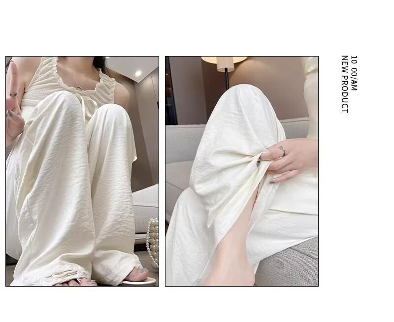 Xiang Yi Lover [JD Direct Purchase] Women's Casual Pants Summer Thin New Straight-leg Milk Fabric High Waist Draped Wide-leg Pants 9