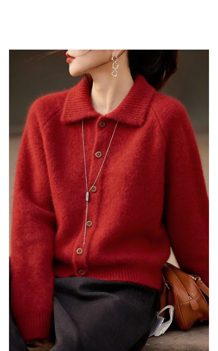 Demana [With Wool] Winter Vintage Hong Kong Style Turn-Down Collar Soft Stretch Knit Loose Slim Sweater for Women Premium Feel 13