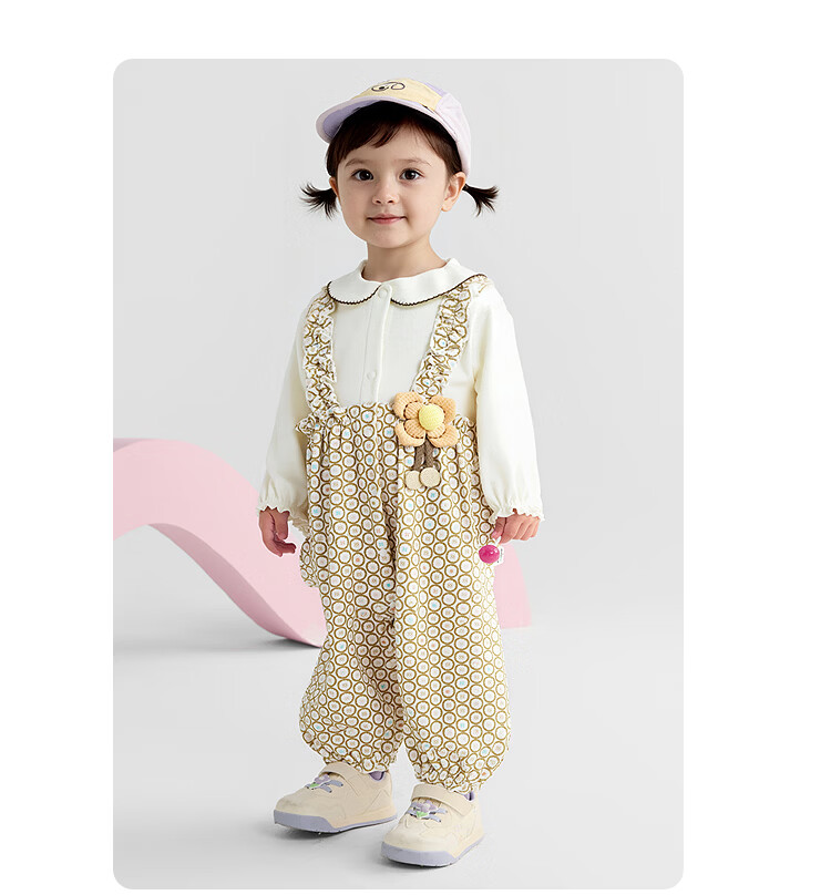 Balabala Baby Girls' Romper Cute Playful Faux Two-Piece Strap Design Infant Jumpsuit 10