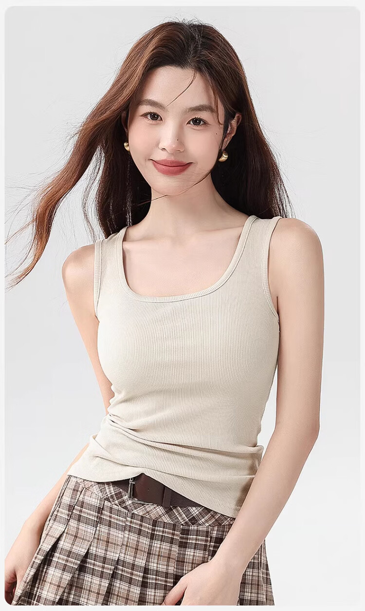 GUJIN 92% Cotton Wide Shoulder Women's Tank Top Camisole No Chest Pad Base Layer Shirt Outerwear Blazer Inner Wear M 14