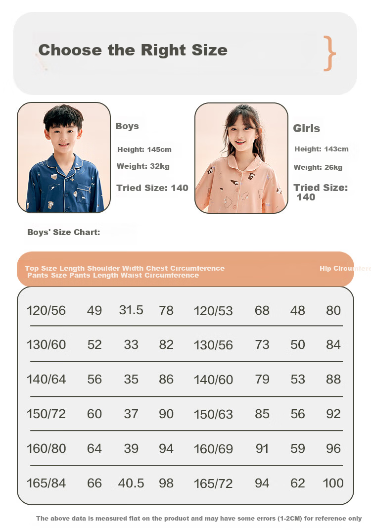 Hodohome Boys' Pajamas Combed Cotton Cardigan Long Sleeve Long Pants Homewear 519 165 12