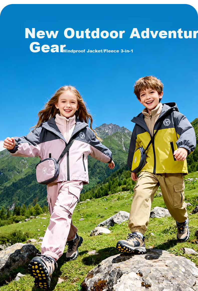 Disney Kids Autumn Winter New Three-in-One Waterproof Windproof Warm Jacket Two-Piece Set Blue Gray 130 2